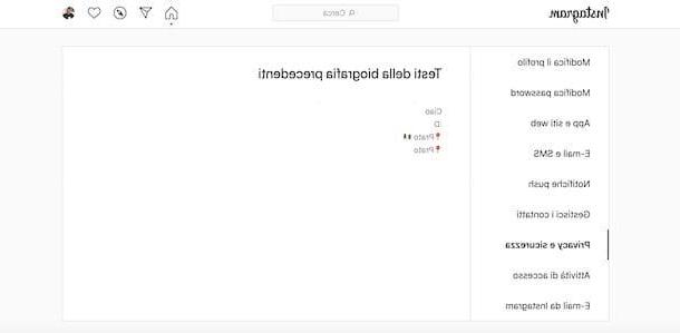 Como ver a antiga biografia do Instagram
