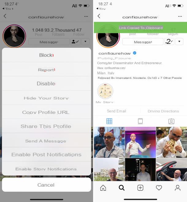 Comment copier le lien Instagram