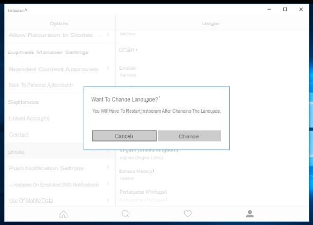 How to change language on Instagram