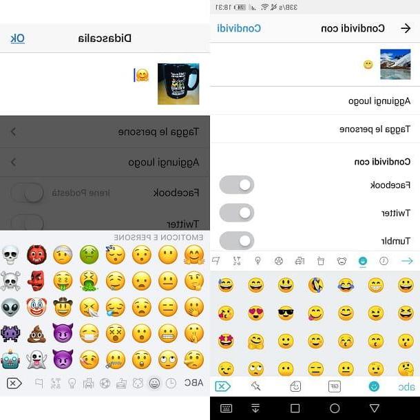 How to put smileys on Instagram