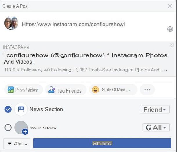 Cómo poner un enlace de Instagram en Facebook