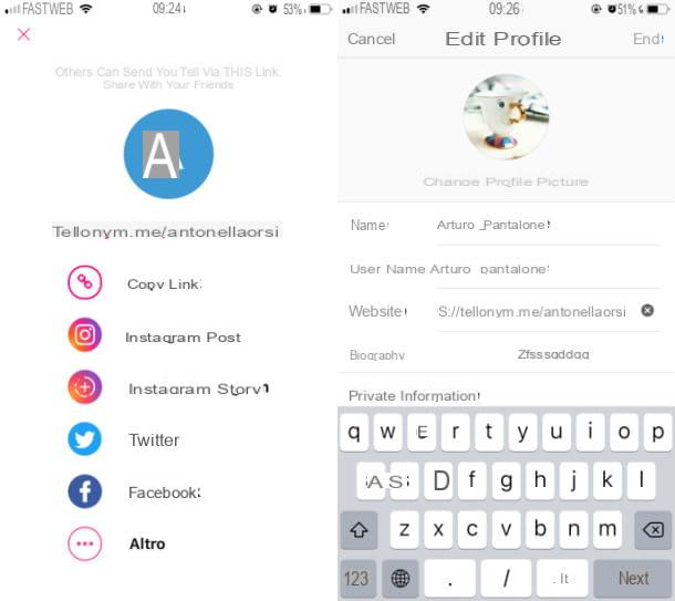 How to put Tellonym on Instagram