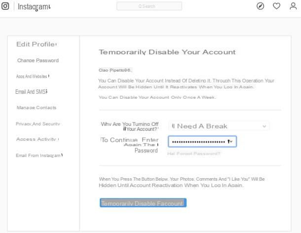 How to deactivate Instagram account