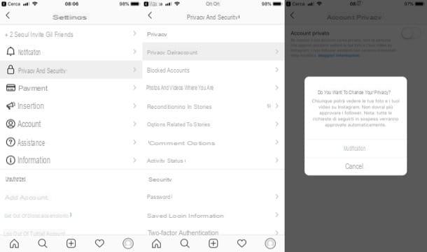 Comment mettre le profil public sur Instagram