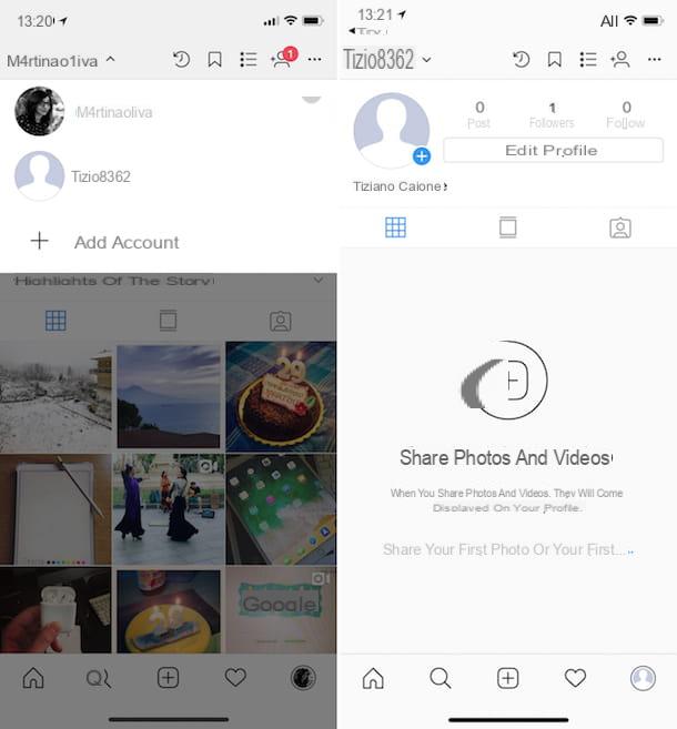 How to add an account on Instagram